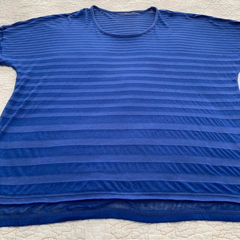 Royal Blue 3/4 Sleeve Sheer Top Size XL - Picture 5 of 12